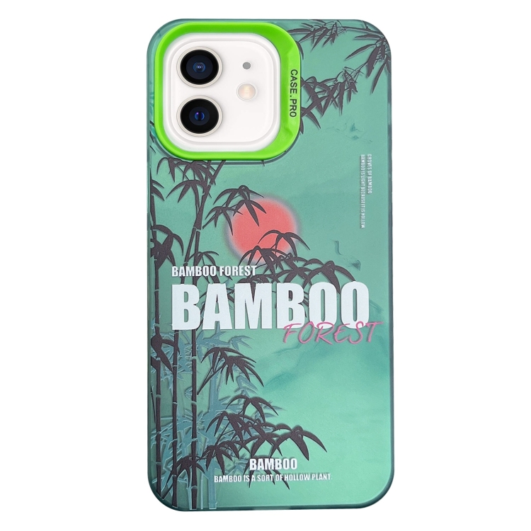 

For iPhone 11 Creative Oil Painting Colorful Sunset Scenery TPU + PC Shockproof Phone Case(Green Bamboo)