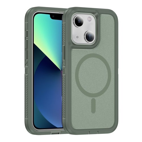 

For iPhone 14 / 13 Guard Magsafe Magnetic Ring Matte Phone Case(Green)