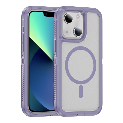 

For iPhone 14 / 13 Guard Magsafe Magnetic Ring Matte Phone Case(Light Purple)