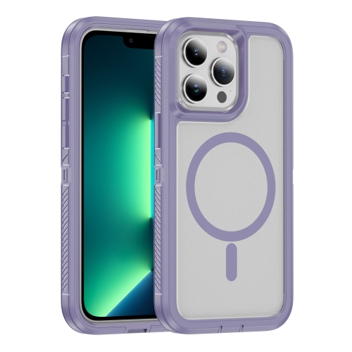 

For iPhone 13 Pro Max Guard Magsafe Magnetic Ring Matte Phone Case(Light Purple)