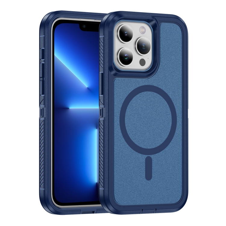 

For iPhone 13 Pro Guard Magsafe Magnetic Ring Matte Phone Case(Royal Blue)