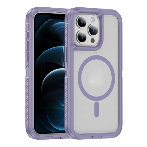 For iPhone 12 Pro Max Guard Magsafe Magnetic Ring Matte Phone Case(Light Purple) for iphone 15 15 plus 2pcs set rear camera glass lens metal outside protector hoop ring blue