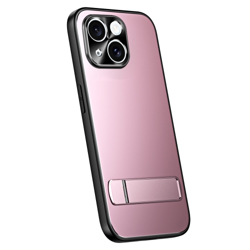 

For iPhone 15 R-JUST RJ-61 Electroplating Frosted TPU + PC Phone Case with Holder(Pink)