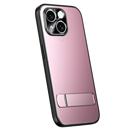 

For iPhone 15 Plus R-JUST RJ-61 Electroplating Frosted TPU + PC Phone Case with Holder(Pink)