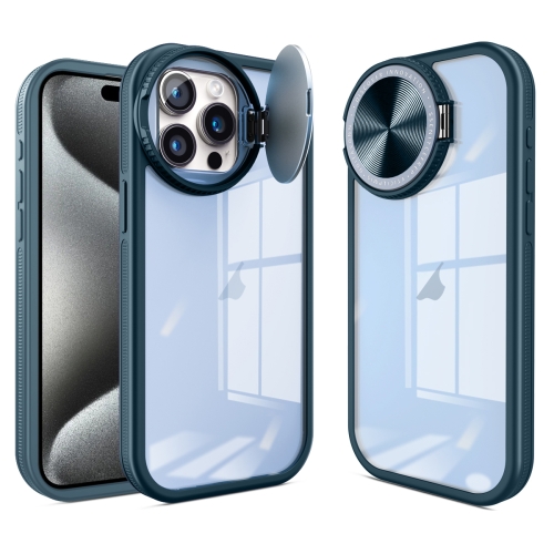 

For iPhone 15 Pro Max Round Camshield TPU Hybrid PC Phone Case(Blue)