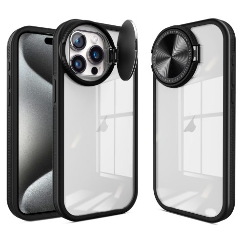 

For iPhone 15 Pro Round Camshield TPU Hybrid PC Phone Case(Black)