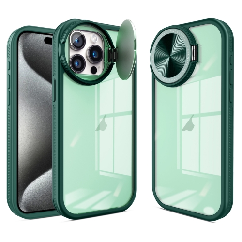 

For iPhone 15 Pro Round Camshield TPU Hybrid PC Phone Case(Green)