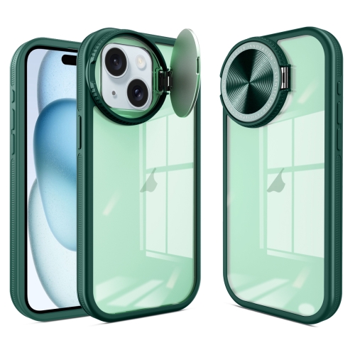 

For iPhone 15 Plus Round Camshield TPU Hybrid PC Phone Case(Green)