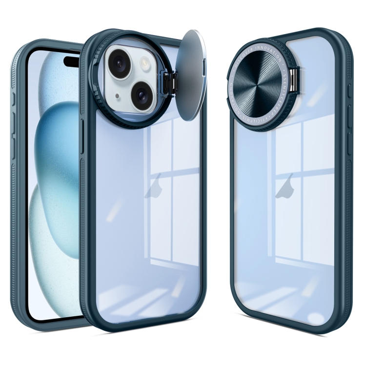 

For iPhone 15 Round Camshield TPU Hybrid PC Phone Case(Blue)