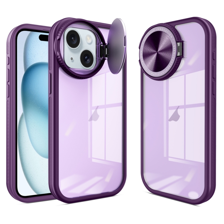 

For iPhone 15 Round Camshield TPU Hybrid PC Phone Case(Purple)