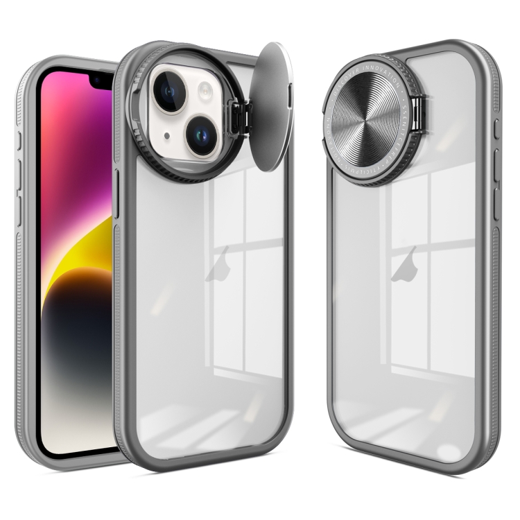 

For iPhone 14 Plus Round Camshield TPU Hybrid PC Phone Case(Grey)
