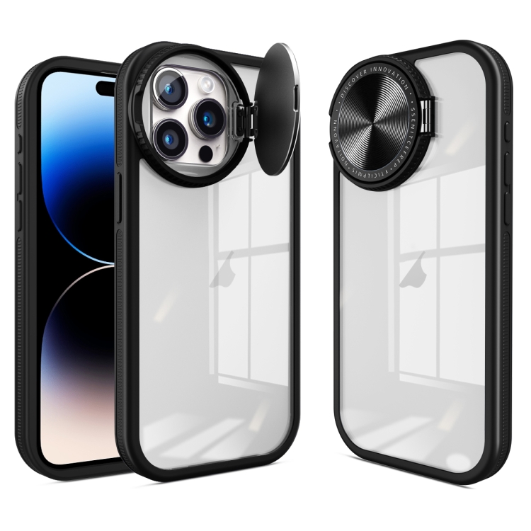 

For iPhone 14 Pro Round Camshield TPU Hybrid PC Phone Case(Black)