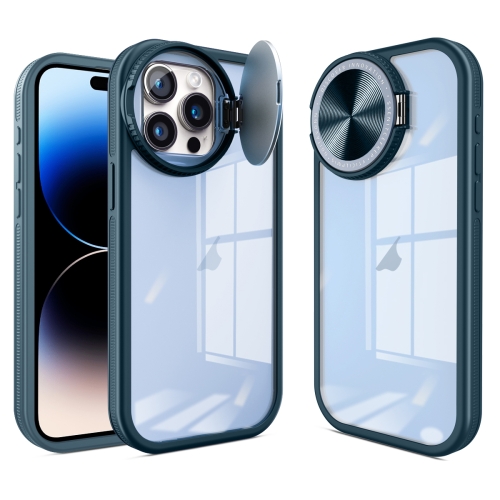 

For iPhone 14 Pro Round Camshield TPU Hybrid PC Phone Case(Blue)