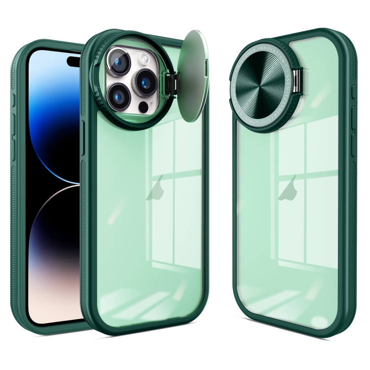 

For iPhone 14 Pro Round Camshield TPU Hybrid PC Phone Case(Green)