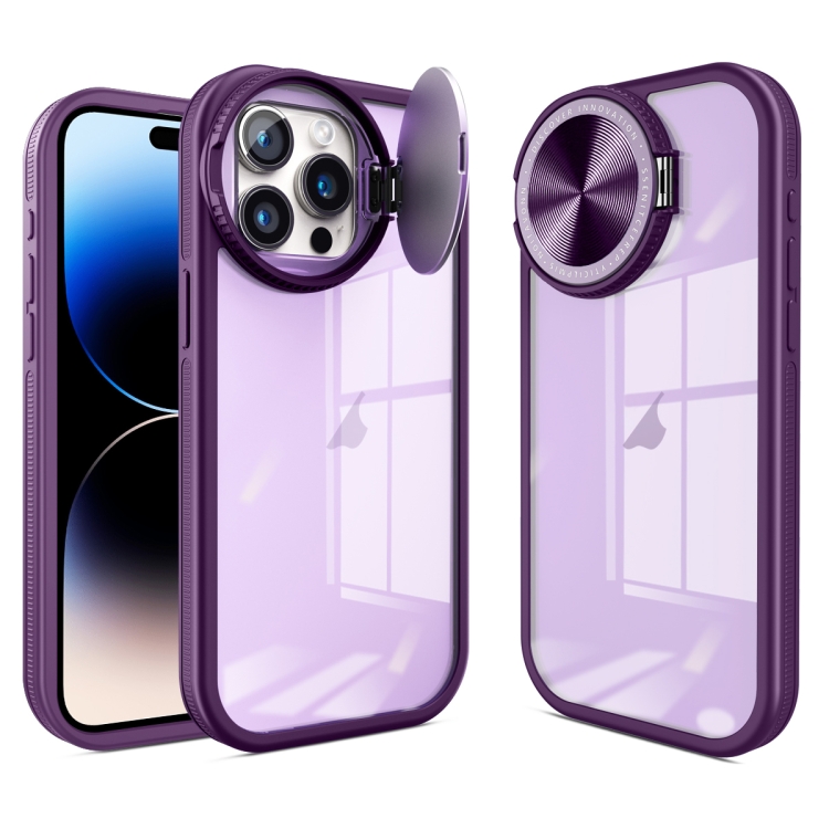 

For iPhone 14 Pro Round Camshield TPU Hybrid PC Phone Case(Purple)