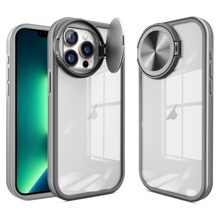 

For iPhone 13 Pro Round Camshield TPU Hybrid PC Phone Case(Grey)