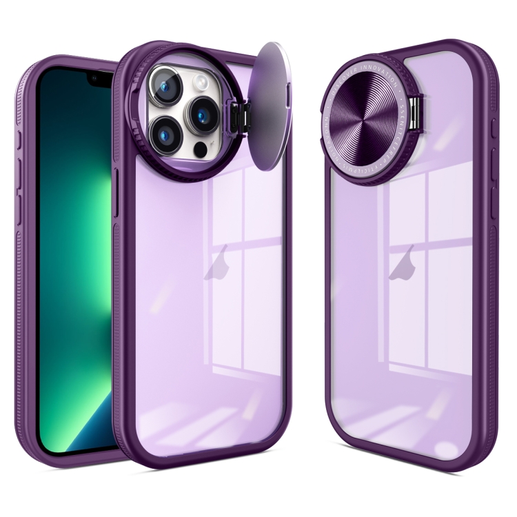 

For iPhone 13 Pro Round Camshield TPU Hybrid PC Phone Case(Purple)