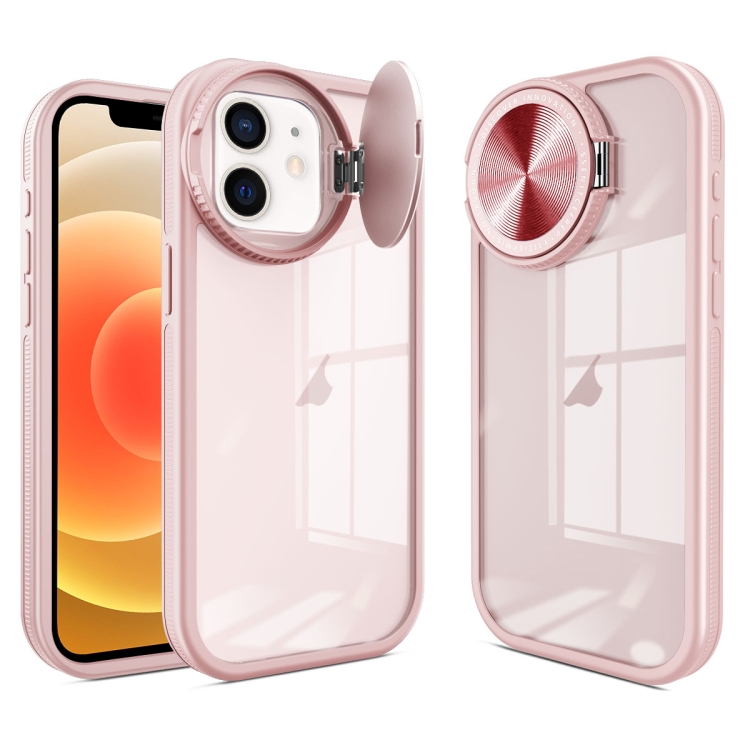 

For iPhone 12 Round Camshield TPU Hybrid PC Phone Case(Pink)