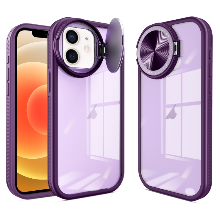 

For iPhone 12 Round Camshield TPU Hybrid PC Phone Case(Purple)