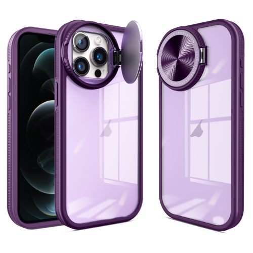 

For iPhone 12 Pro Max Round Camshield TPU Hybrid PC Phone Case(Purple)
