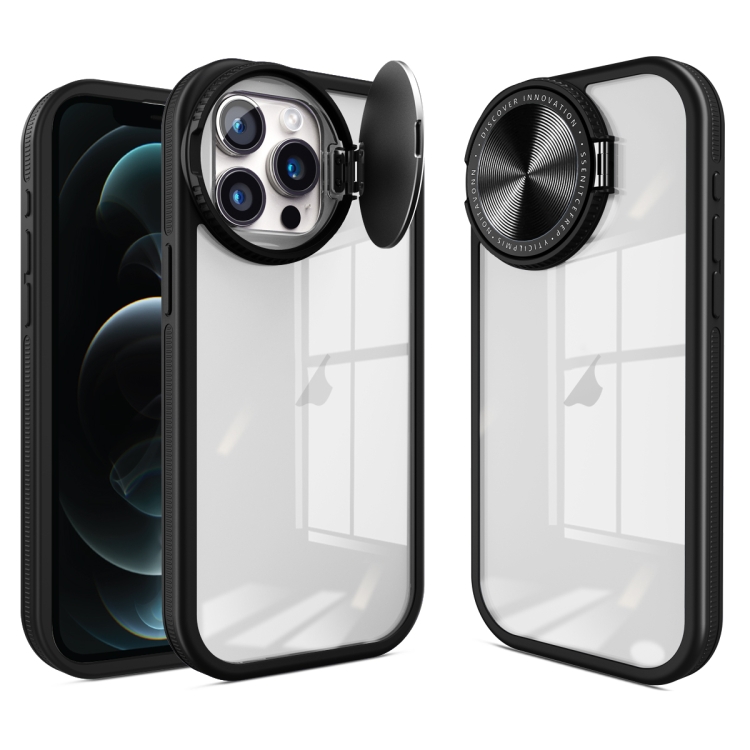 

For iPhone 12 Pro Round Camshield TPU Hybrid PC Phone Case(Black)