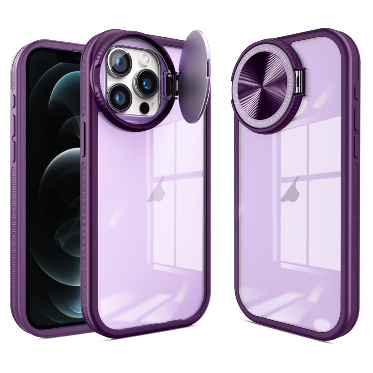 

For iPhone 12 Pro Round Camshield TPU Hybrid PC Phone Case(Purple)