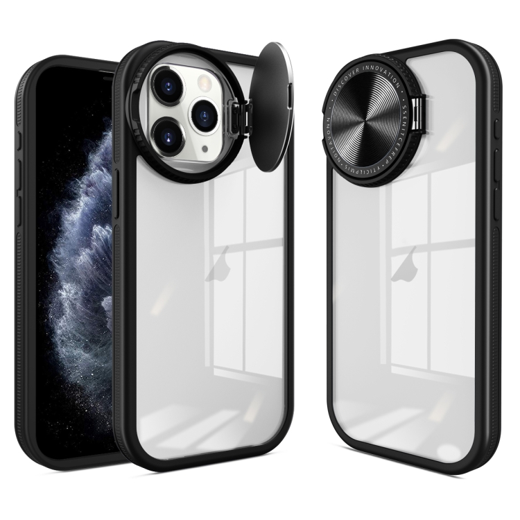 

For iPhone 11 Pro Max Round Camshield TPU Hybrid PC Phone Case(Black)
