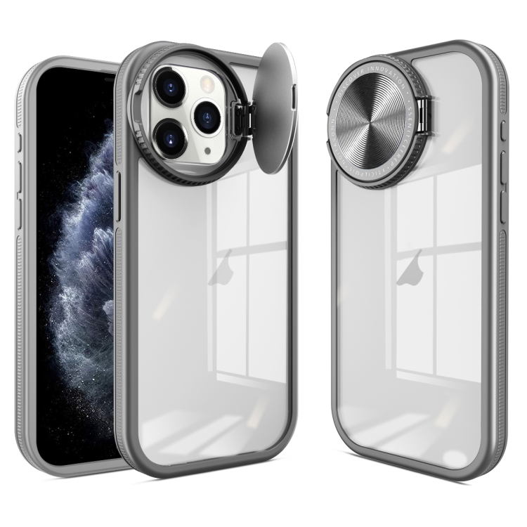 

For iPhone 11 Pro Max Round Camshield TPU Hybrid PC Phone Case(Grey)