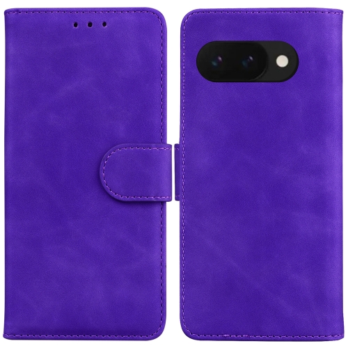 

For Google Pixel 9a Skin Feel Pure Color Flip Leather Phone Case(Purple)