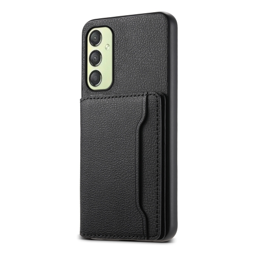 

For Samsung Galaxy A25 Calf Texture Card Bag Design Full Coverage Phone Case(Black)