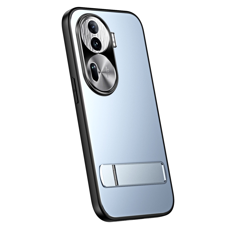 

For OPPO Reno11 Global R-JUST RJ-61 Electroplating Frosted TPU + PC Phone Case with Holder(Blue)