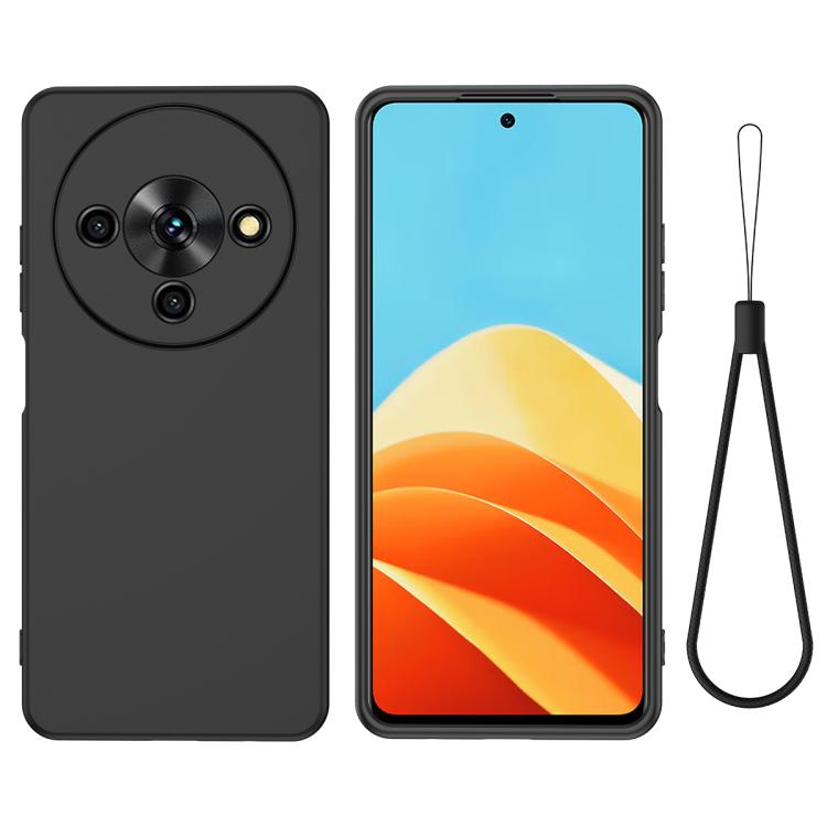 

For ZTE Blade A76 5G Solid Color Liquid Silicone Dropproof Full Coverage Phone Case(Black)