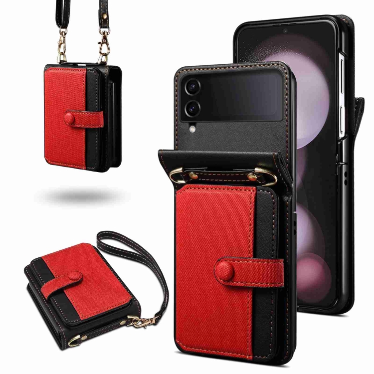 

For Samsung Galaxy Z Flip3 Crossbody Color Matching Folding Phone Case(Red)
