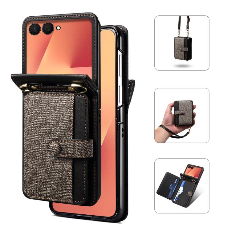 

For Samsung Galaxy Z Flip7 5G Crossbody Color Matching Folding Phone Case(Dark Grey)