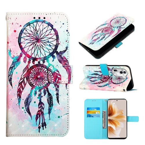 

For OPPO Reno11 Pro 5G Global 3D Painting Horizontal Flip Leather Phone Case(Color Drop Wind Chimes)