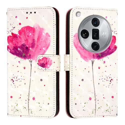 

For OPPO Find X7 Ultra 3D Painting Horizontal Flip Leather Phone Case(Flower)