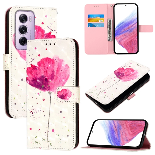 

For OPPO Reno12 Pro Global 3D Painting Horizontal Flip Leather Phone Case(Flower)