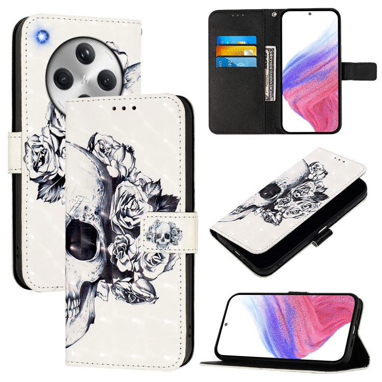 

For OPPO Find X8 3D Painting Horizontal Flip Leather Phone Case(Skull)