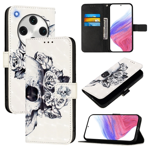 

For OPPO Find X8 Pro 3D Painting Horizontal Flip Leather Phone Case(Skull)