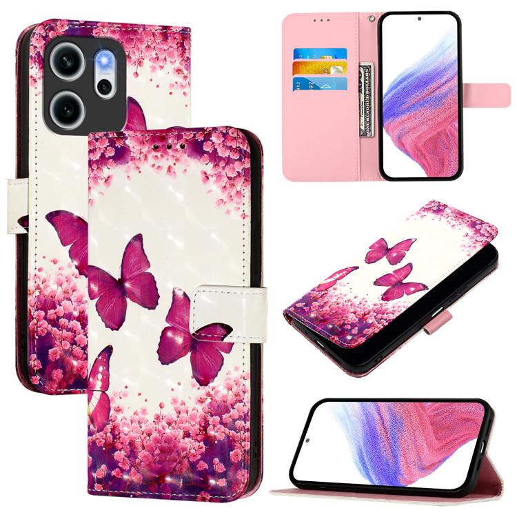 

For OPPO Reno14 F 5G 3D Painting Horizontal Flip Leather Phone Case(Rose Butterfly)