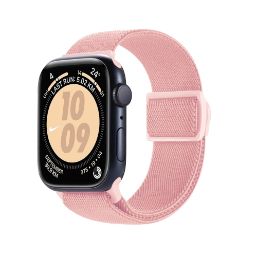 For Apple Watch Series 3 38mm Carbon Fiber Texture Snap Buckle Nylon Watch Band Pink