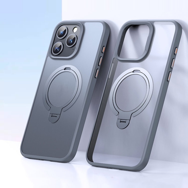 

For iPhone 12 Pro Double Ring MagSafe Magnetic Holder Phone Case(Matte Grey)