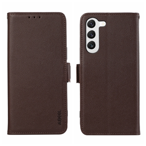 

For Samsung Galaxy S21+ 5G ABEEL Side-Magnetic Litchi Pattern Leather RFID Phone Case(Brown)