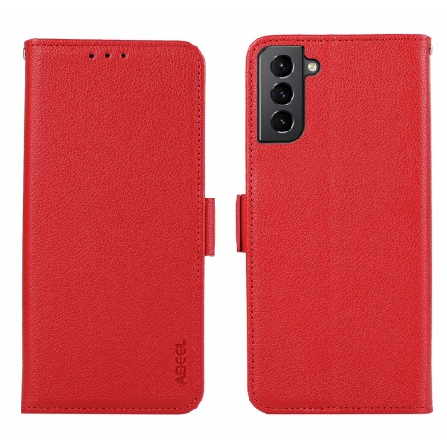 

For Samsung Galaxy S21 5G ABEEL Side-Magnetic Litchi Pattern Leather RFID Phone Case(Red)