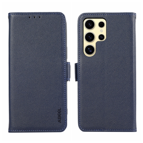 

For Samsung Galaxy S22 Ultra 5G ABEEL Side-Magnetic Litchi Pattern Leather RFID Phone Case(Blue)