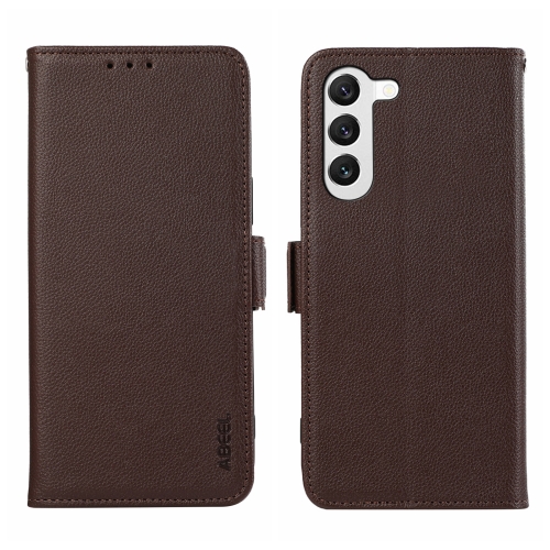 

For Samsung Galaxy S22 5G ABEEL Side-Magnetic Litchi Pattern Leather RFID Phone Case(Brown)