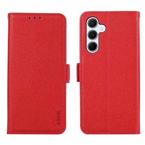 

For Samsung Galaxy S24+ 5G ABEEL Side-Magnetic Litchi Pattern Leather RFID Phone Case(Red)