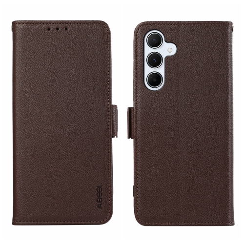 

For Samsung Galaxy S24 5G ABEEL Side-Magnetic Litchi Pattern Leather RFID Phone Case(Brown)