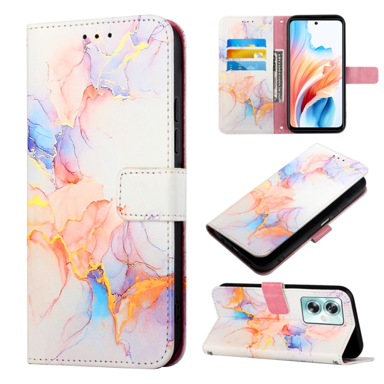 

For OPPO A79 5G PT003 Marble Pattern Flip Leather Phone Case(Galaxy Marble White)