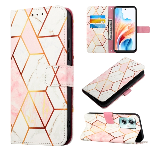 

For OPPO A79 5G PT003 Marble Pattern Flip Leather Phone Case(Pink White)